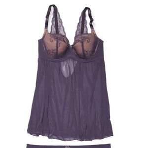 Women's Sleepwear Set With Embroidered Floral Mesh Slip Dress And Robe